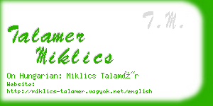 talamer miklics business card